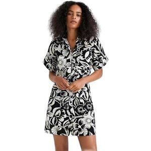 Desigual Floral Shirt Dress Black Size M